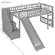 preview thumbnail 19 of 28, Twin Size Loft Bed with Storage Stairs & Two Drawers, Wooden Kids Loft Bed Frame with Convertible Built-in Ladder & Slide