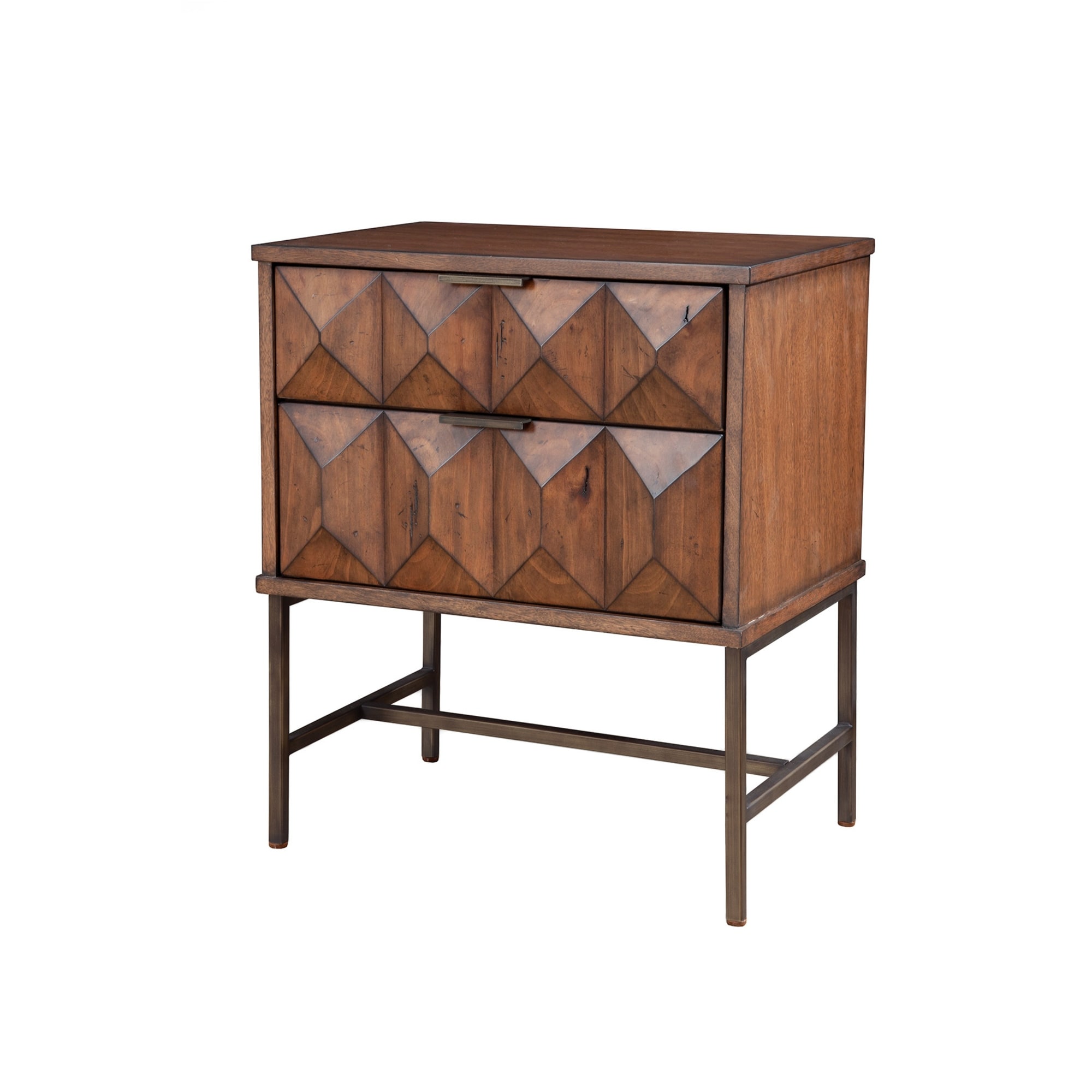 Origins by Alpine Trig Wood 2 Drawer Nightstand in Antique Brown