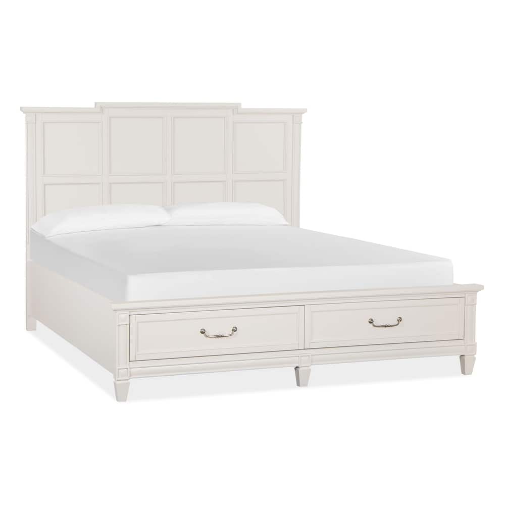 Magnussen Home Willowbrook Egg Shell White With Slight Rub Through Panel Storage Bed