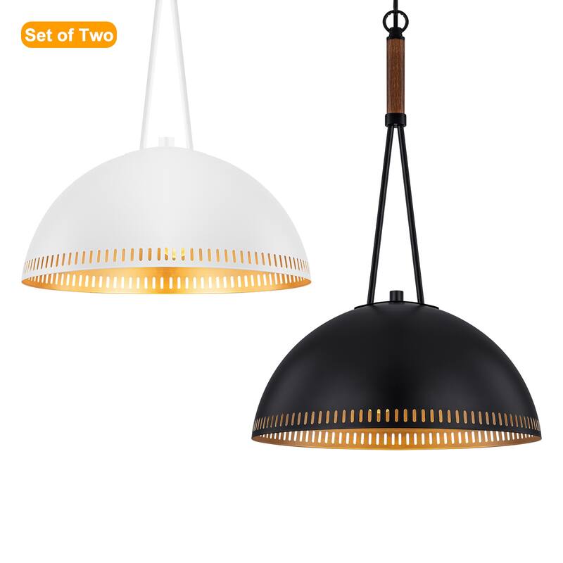 Modern Dome Pendant Light with Gold Interior Kitchen Lamp - Dia.16-in