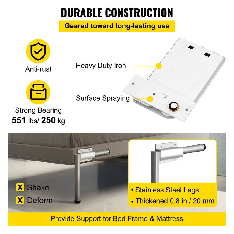 UIMOSO Murphy Mounting Wall Springs Mechanism Heavy Duty Support Hardware DIY Kit for Queen Twin Size Bed