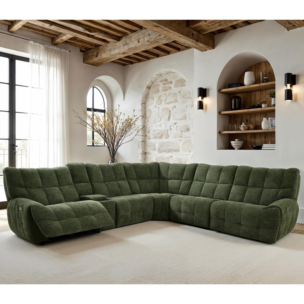Furniture of America Aurei Modern Reclining Sectional with Console and USB Ports