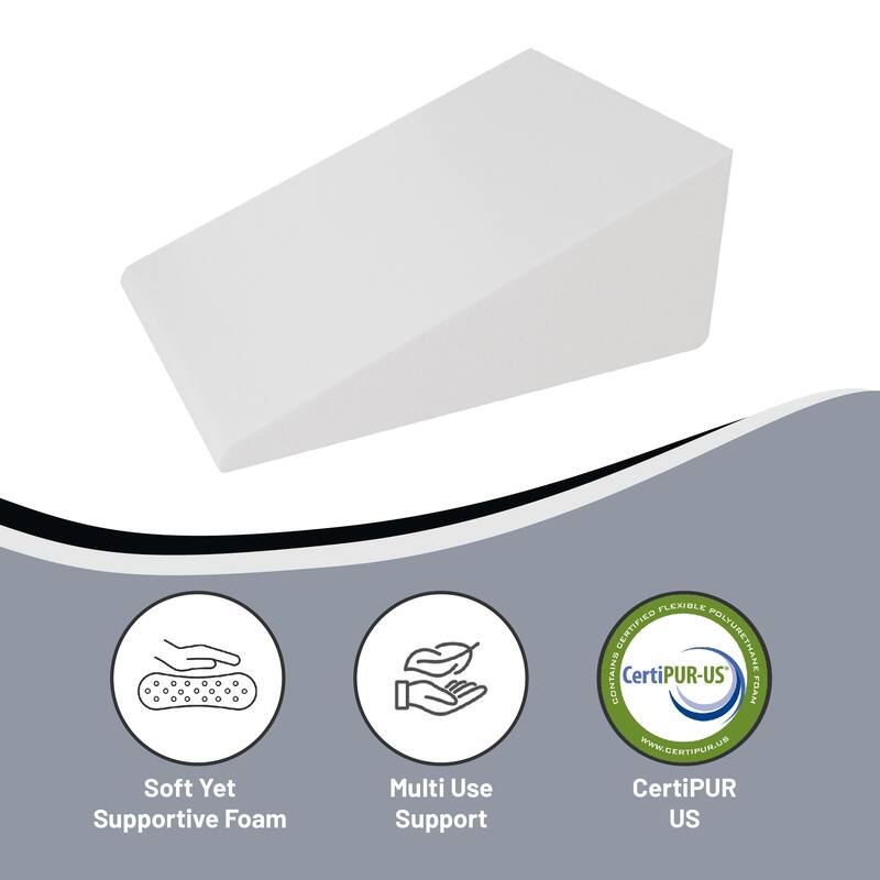 Bed Wedge Pillow - Foam Incline Cushion System for Legs and Back Support Pillow - Acid Reflux, - White