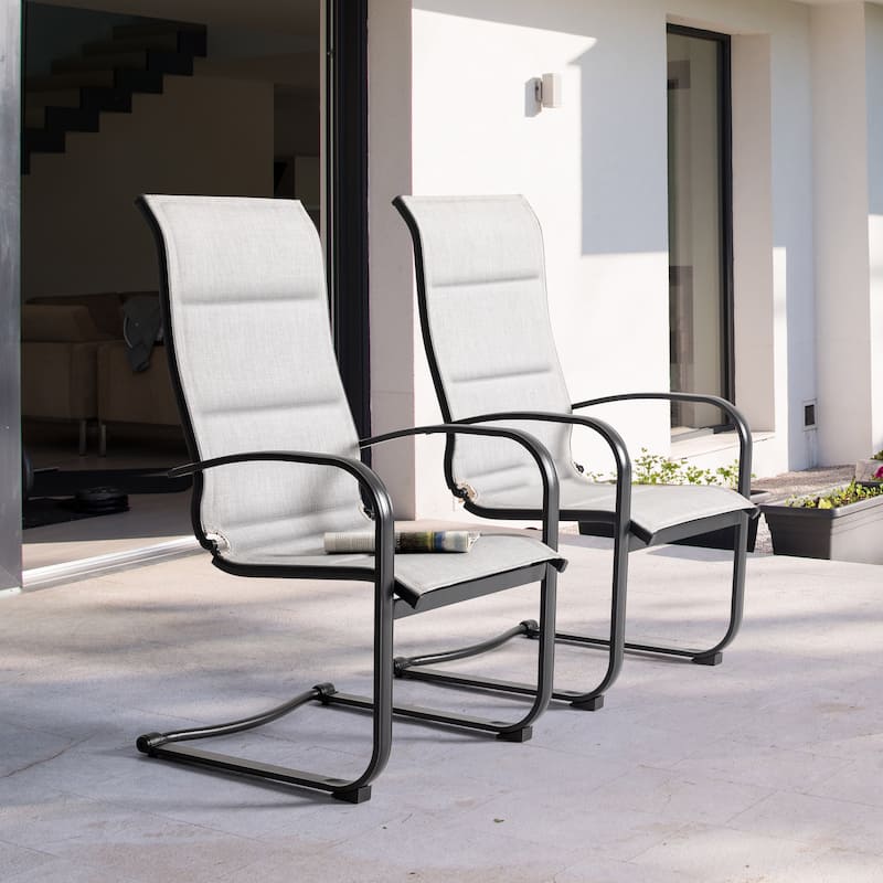 Textilene Patio Dining Chair Set of 2, Powder-coated Iron Fram