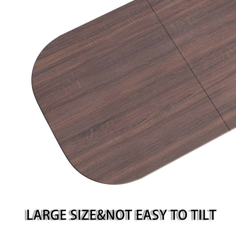 7-Piece Modern Dining Table Set, Kitchen Table Set with 6 Armless Leather Chairs & C-shaped Base for Dining Room