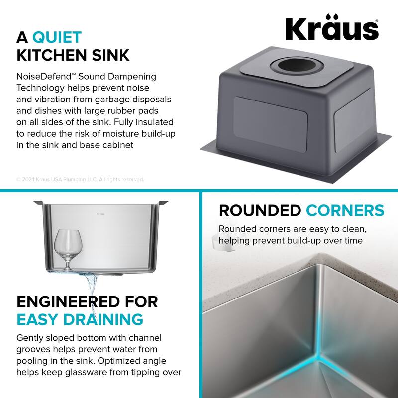 KRAUS Fairlane Undermount 18 Gauge Stainless Steel Kitchen Sink
