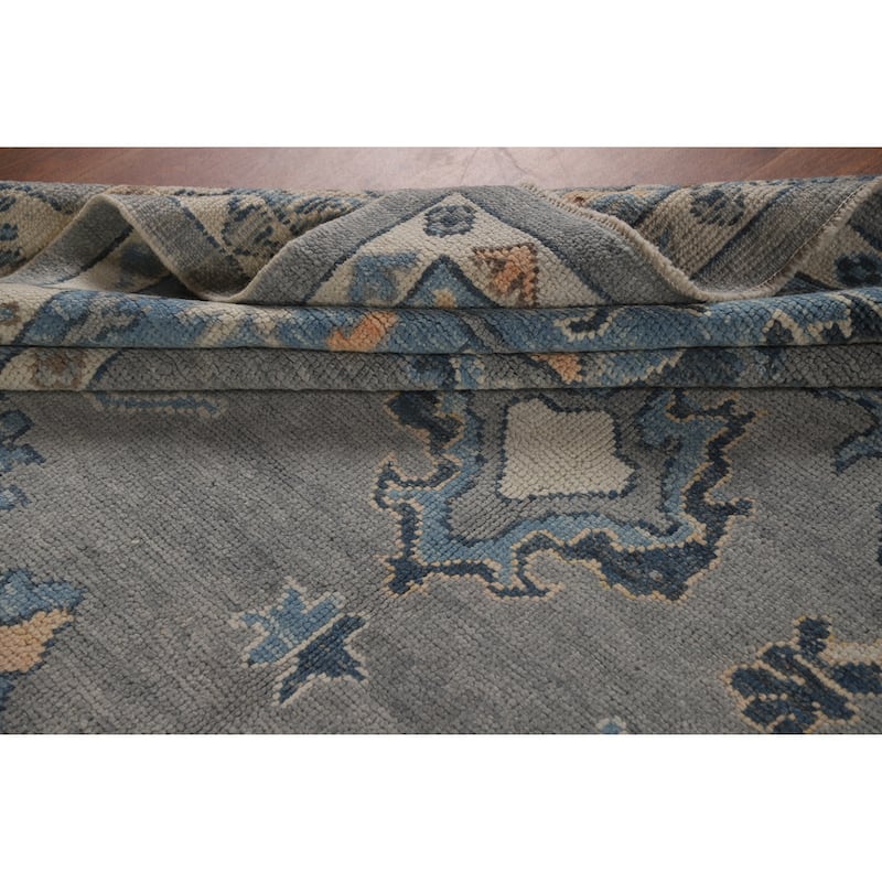Hand Knotted Oriental 100% Wool Carpet Transitional All-Over Greys & Charcoal Oushak Area Rug - 11' 7'' X 7' 11''