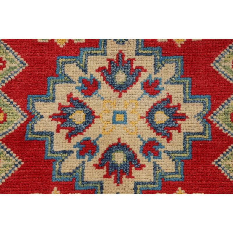 Red Traditional Kazak Rug Handmade Wool Carpet - 2'9" x 4'0"