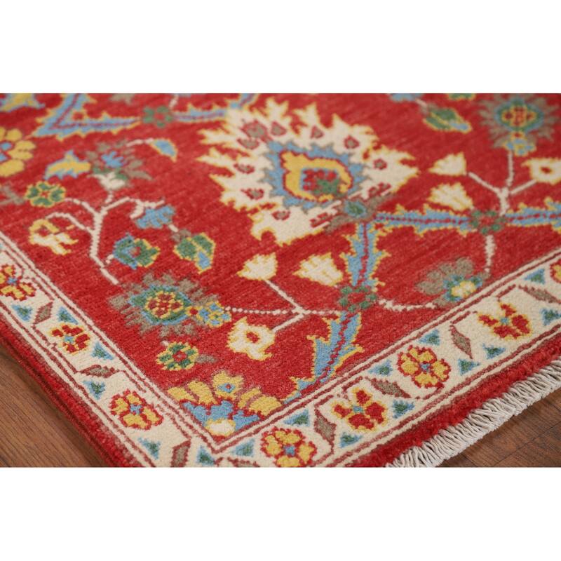 Floral Red Kazak Oriental Foyer Rug Handmade Wool Carpet - 2'0" x 2'11"