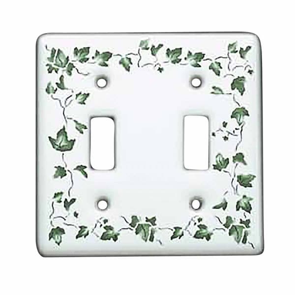 x 4.5”， Decorator Gray & Pink Flower Toss Light Switch Cover Double Switch Wall Plate 2-Gang 1-Pack Not Decal