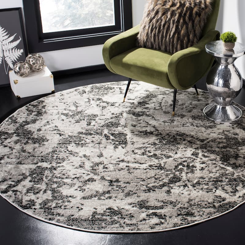 SAFAVIEH Skyler Leitha Modern Rug - 8' Round - Charcoal/Ivory
