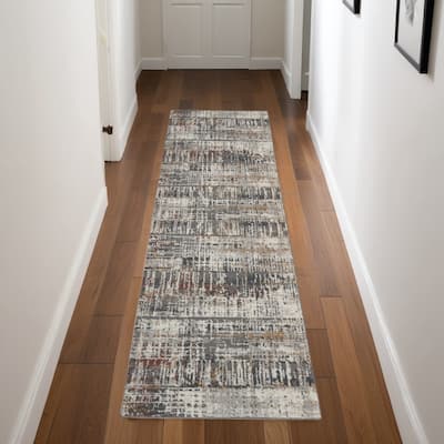 Joro Power Loomed Abstract Modern Area Rug By HomeRoots - 90' X '26' X '0.38
