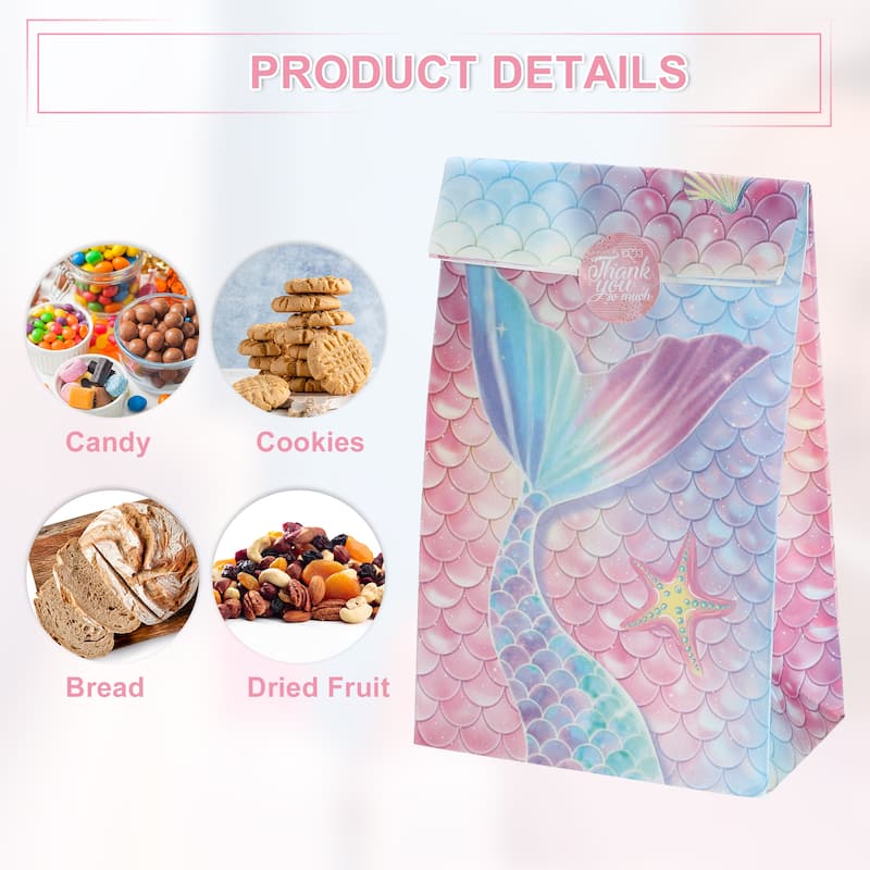 12 Pcs Paper Gift Bags, Party Bags Set, Birthday Gift Bags with Stickers, Candy Bags for Wrapping Gifts