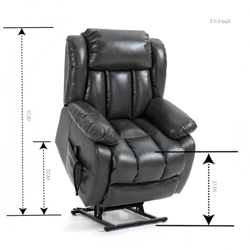 Faux Leather Power Lift Recliner with Massage & Lumbar Heating