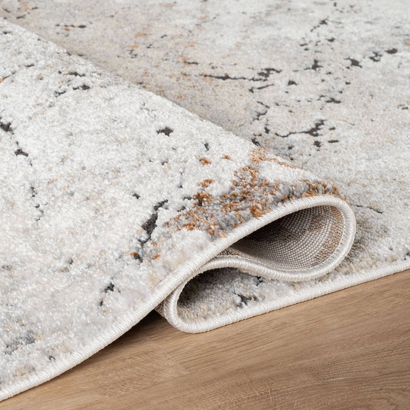 Marble Flow Area Rug - Rug for Living Room, Bedroom - Easy to Clean, Durable Polypropylene/Polyester with Jute Backing