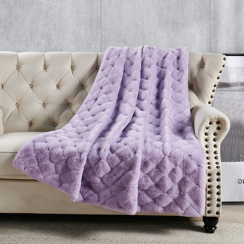 Christmas jacquard imitativerabbit fauxfur throw 50"x60"
