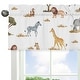 preview thumbnail 4 of 4, Jungle Animals Window Curtain Valance Hunter Green Yellow Black and White Safari Animal Elephant Giraffe Lion Monkey Leopard