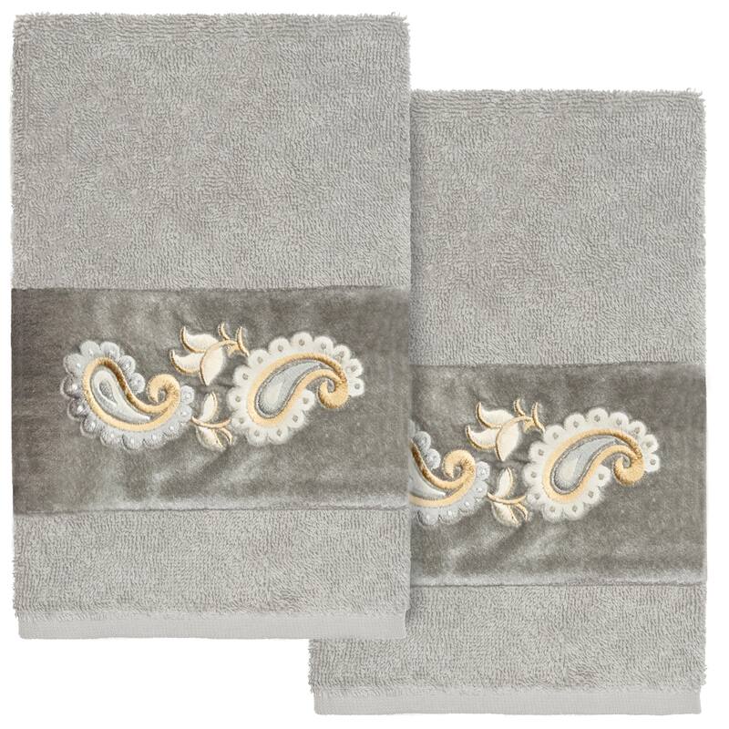 Authentic Hotel and Spa Turkish Cotton Mackenzie 2PC Hand Towel Set - Light Gray