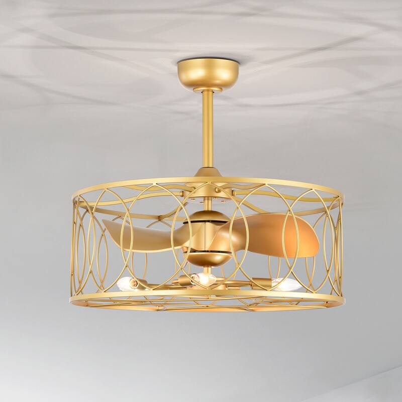 Kauri 26-inch Matte Gold 6 Lights 3 Blades Lighted Ceiling Fan with Remote