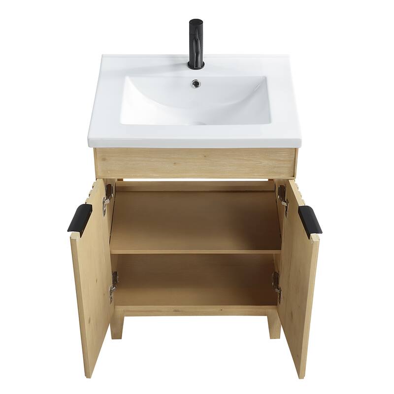 Palos Single Bath Vanity with Ceramic Basin Top and Mirror