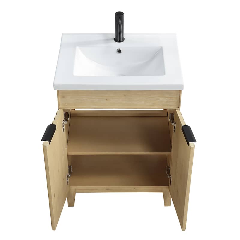 Palos Single Bath Vanity with Ceramic Basin Top without Mirror