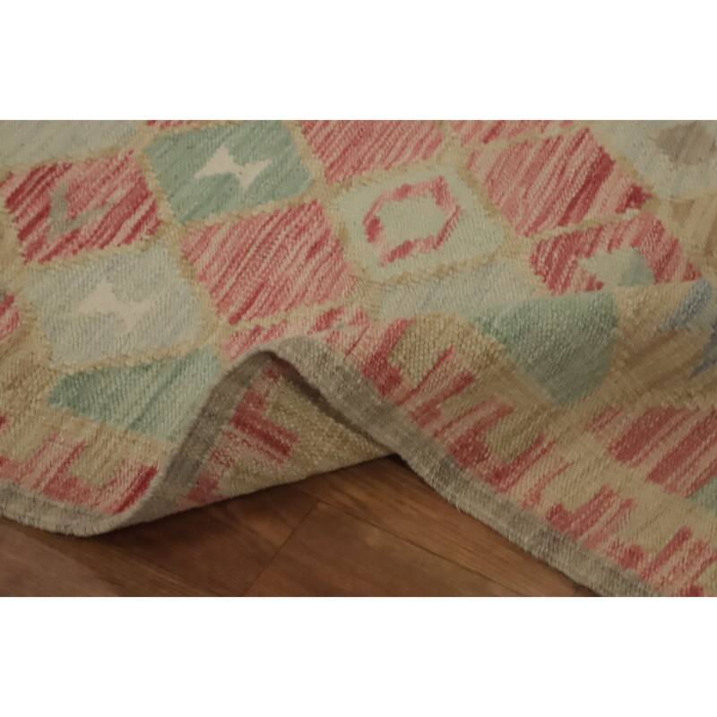 Hand Woven Oriental 100% Wool Carpet Southwestern Modern Multi-Colored Kilim Runner Rug - 7' 11'' X 2' 2''