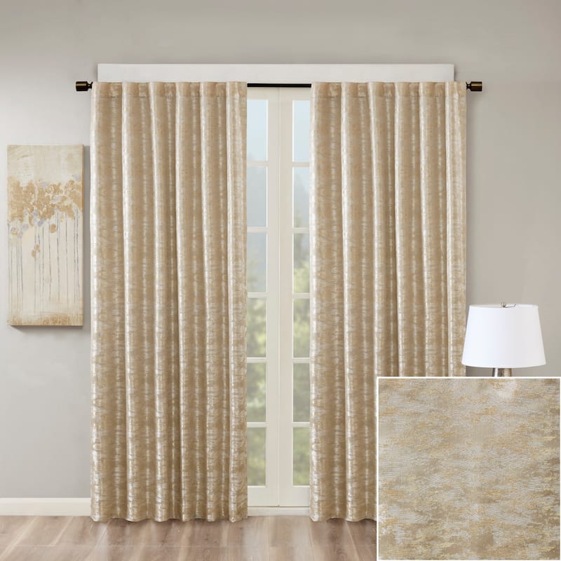 SunSmart Odessa Marble Jacquard Lined Total Blackout Rod Pocket/Back Tab Curtain Panel