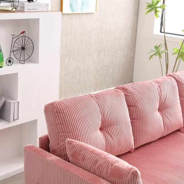 Pink Corduroy L-Shaped Modular Sofa with Storage Chaise - Bed Bath & Beyond
