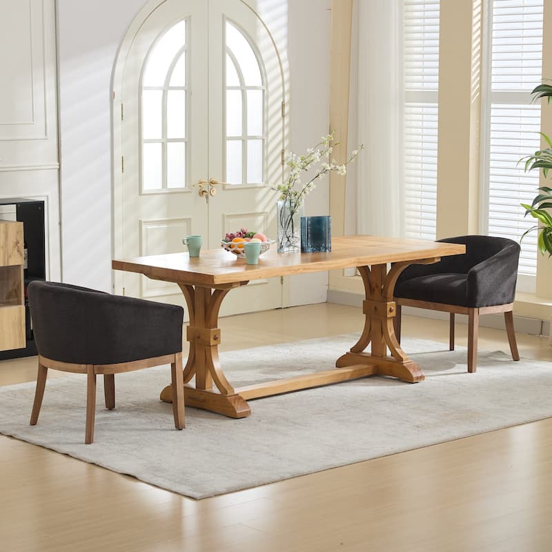 GDF Studio - Winslow Mid-Century Modern Barrel Dining Chair with Arms and Linen Upholstery