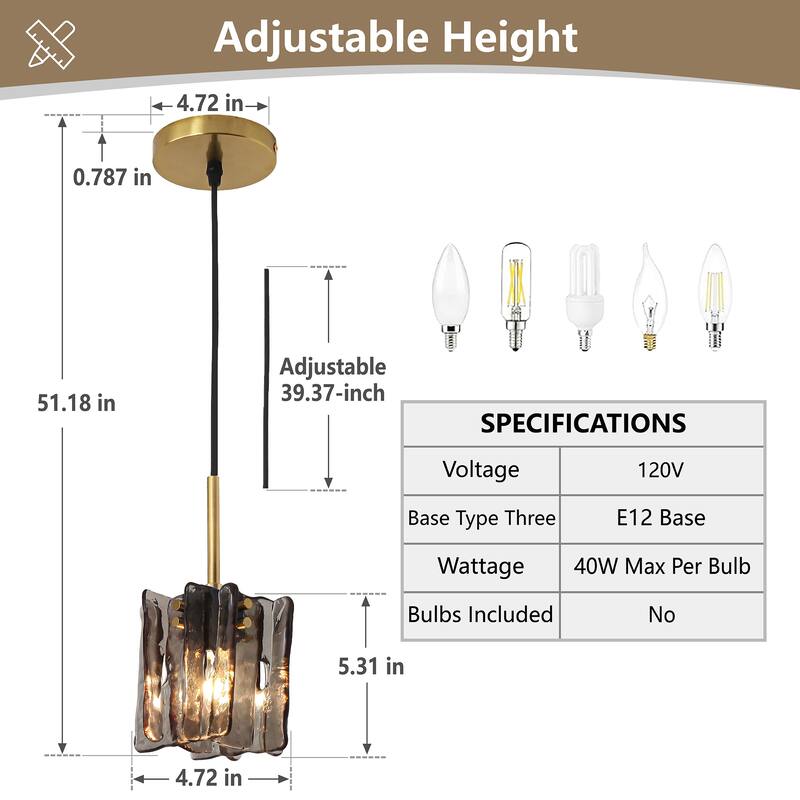 Modern 1-Light Pendant Lights Glass Island Light