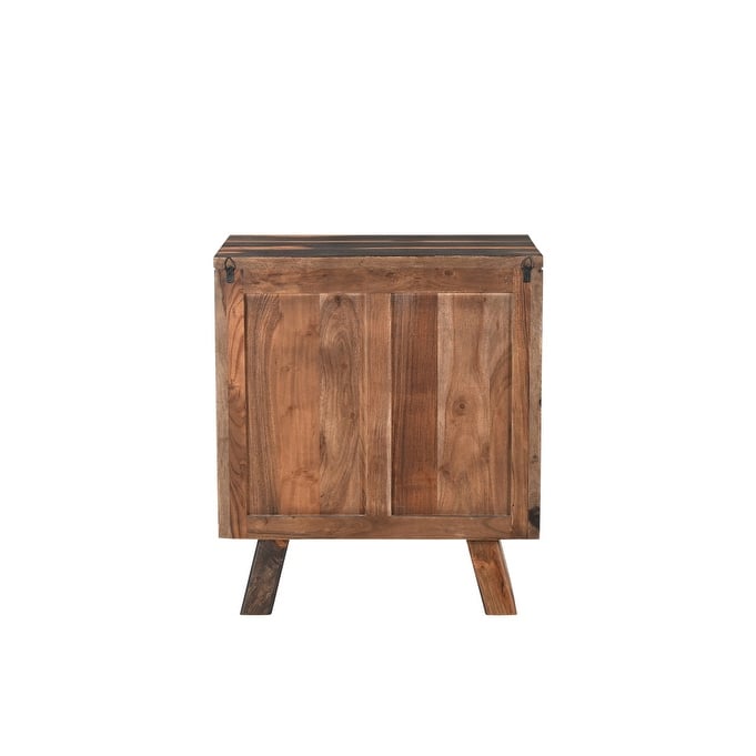 30" Dark Brown Three Drawer Live Edge Solid Wood Nightstand
