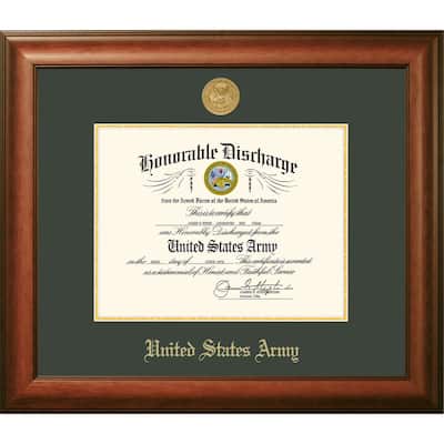 Patriot Frames Army 8.5x11 Discharge Walnut Frame Gold Medallion
