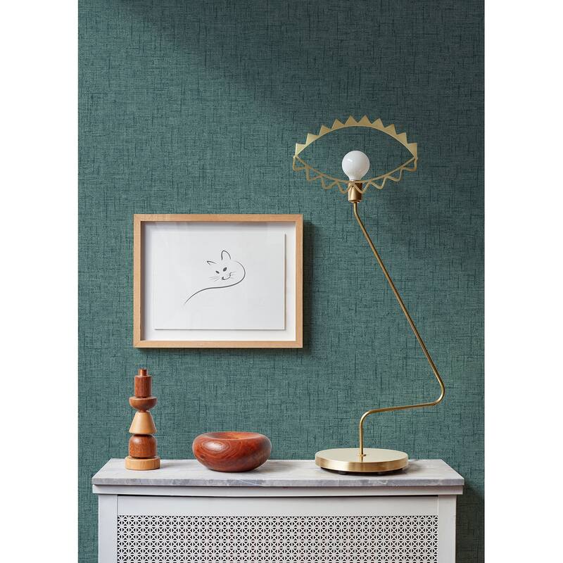 A-Street Prints Bentley Teal Faux Linen Wallpaper