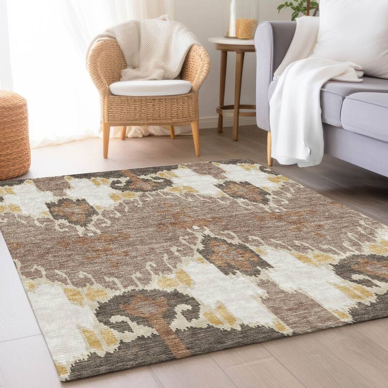 Machine Washable Indoor/ Outdoor Chantille Boho Global Rug