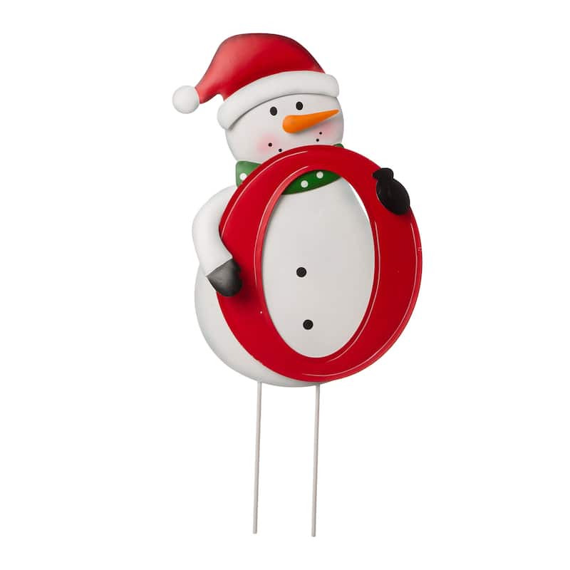 Glitzhome Metal "JOY" Snowman Gingerbread Man Penguin Yard Stake