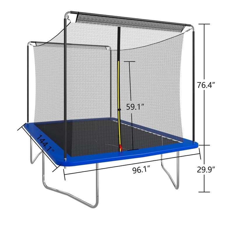 8ft x 12ft Rectangular Trampoline with Safety Enclosure ,Blue - Bed ...