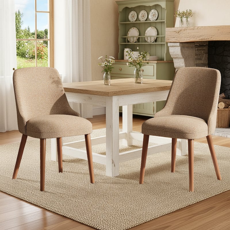 High Back Dining Chairs Upholstered Padded Kitchen Chairs Wood Legs for Restaurant Cafe