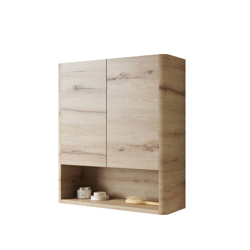 26" Wall-Mounted Bathroom Cabinet, with Doors, Shelf and Open Storage Compartment Over The Toilet Storage Cabinet for Bathroom