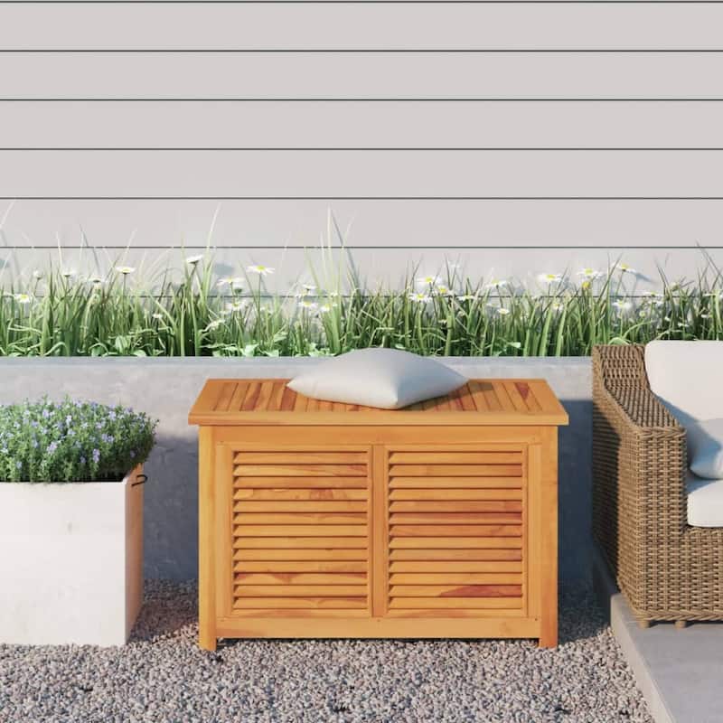 vidaXL Patio Storage Box Outdoor Cushion Storage with Bag Solid Wood Teak - 35.4" x 19.7" x 22.8"