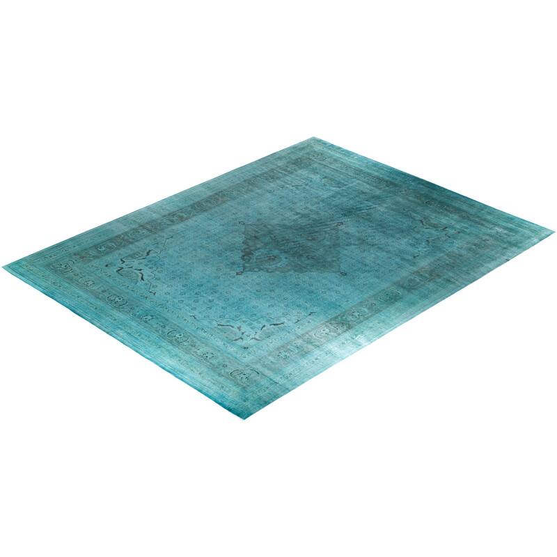 Overdyed, One-of-a-Kind Hand-Knotted Area Rug - Blue - 12' 2" x 15' 1"