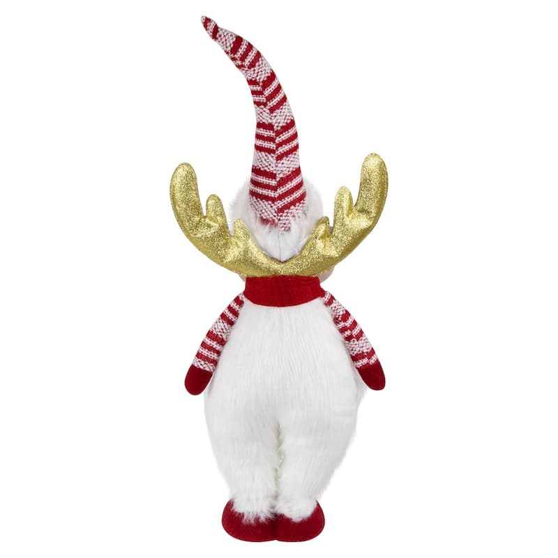 Standing Plush Moose Christmas Figure with Glitter Antlers - 25" - White and Red