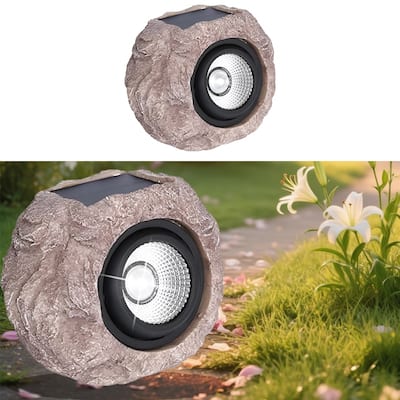 Solar Rock Lights Outdoor – Waterproof LED Garden Spotlights Yard, Patio, Walkway & Landscape Decor - Gray - 5.5''