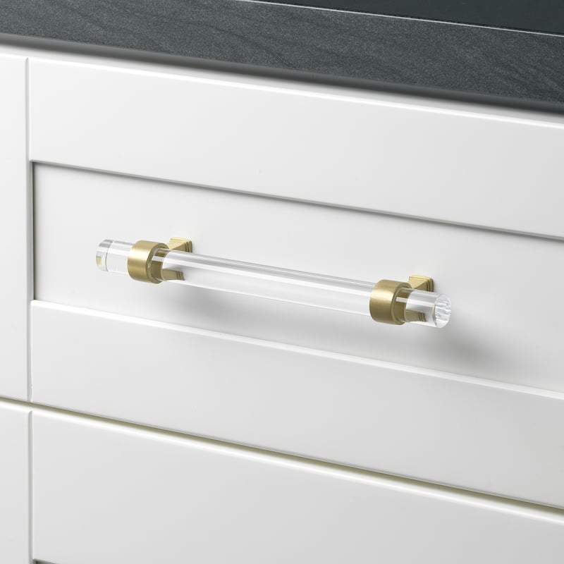 GlideRite 5-Pack 5 in. Center Clear Acrylic Satin Gold Pulls - Satin Gold