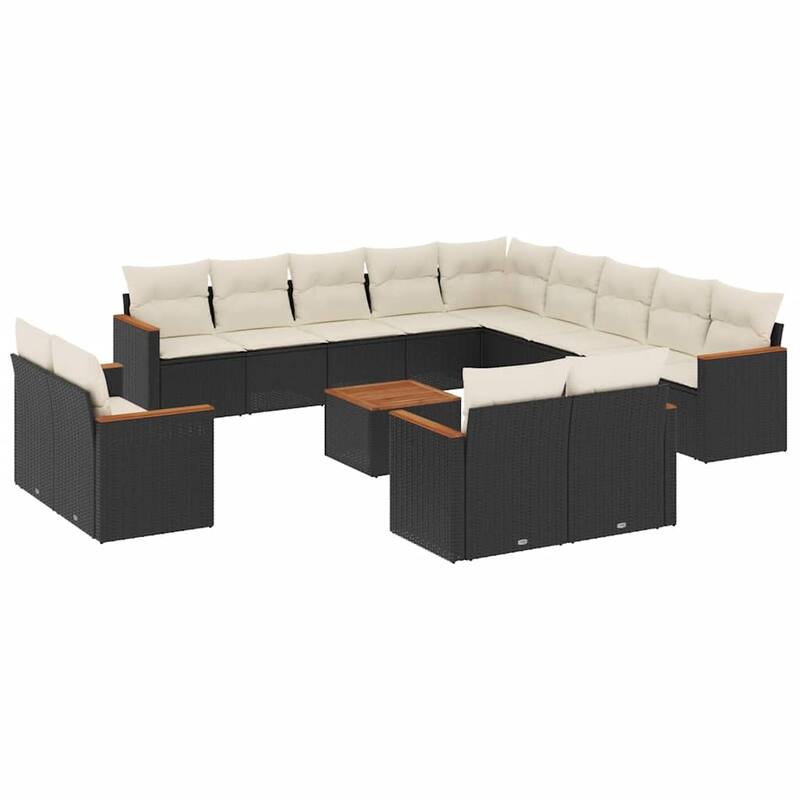 vidaXL Patio Sofa Set with Cushions Outdoor Conversation Furniture Poly Rattan