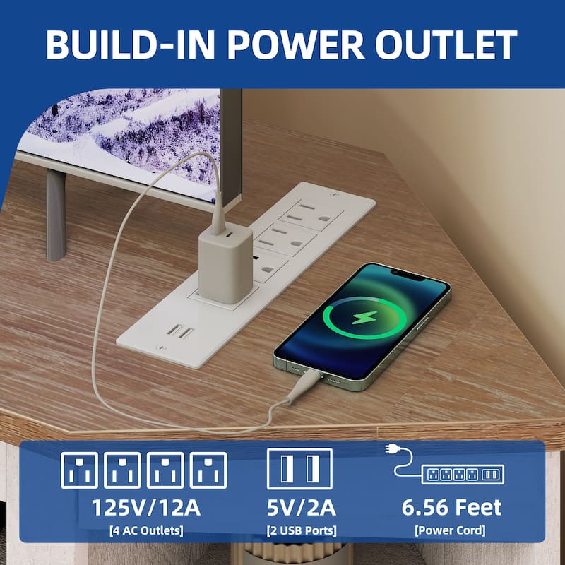 Moasis 47.2" W Corner TV Stand with Power Outlet, Barned-Door Cabinet