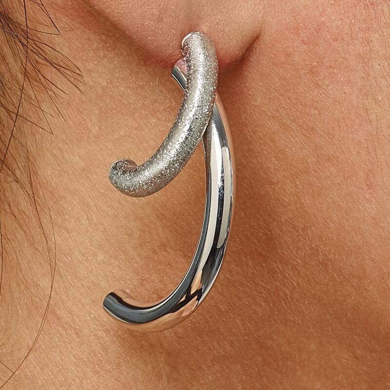 Curata 925 Sterling Silver 39x31.5mm Polished Sparkle Cut Removable Front Back Earrings