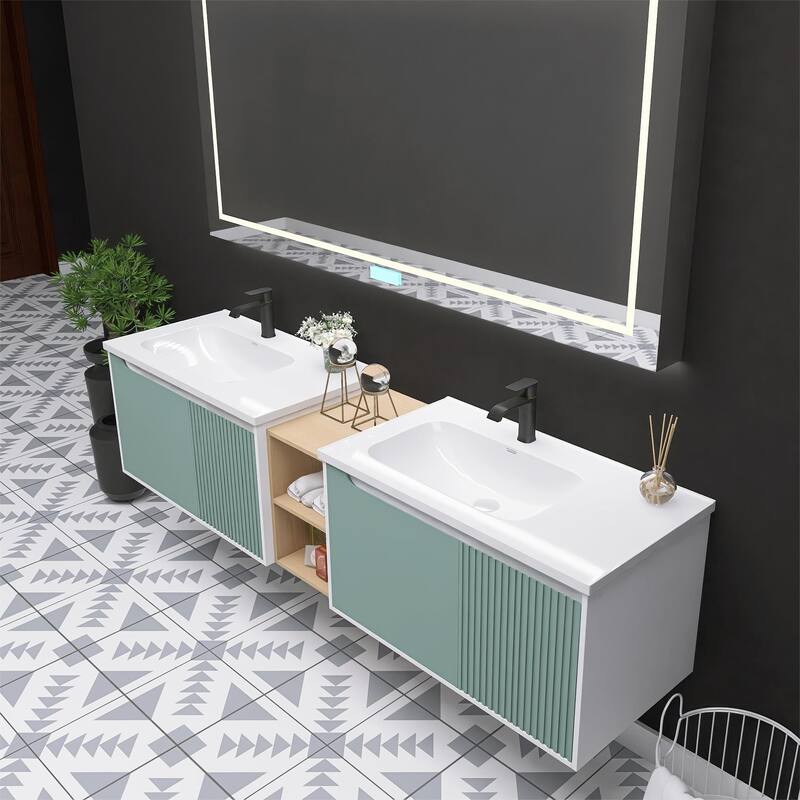 Bathroom Vanity With Sink In 32/36/40/84/76/92 Inch, Floating Bathroom Vanity With Soft Close Door