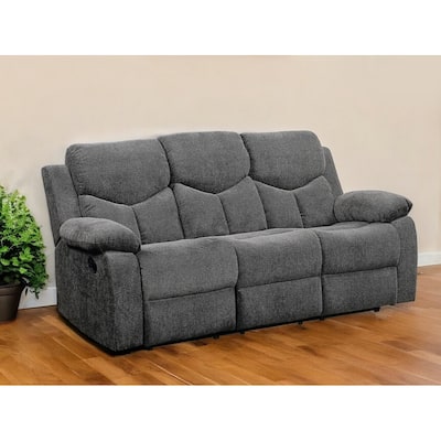 HomeRoots 82" Gray Chenille Reclining Sofa With Black Legs - 82