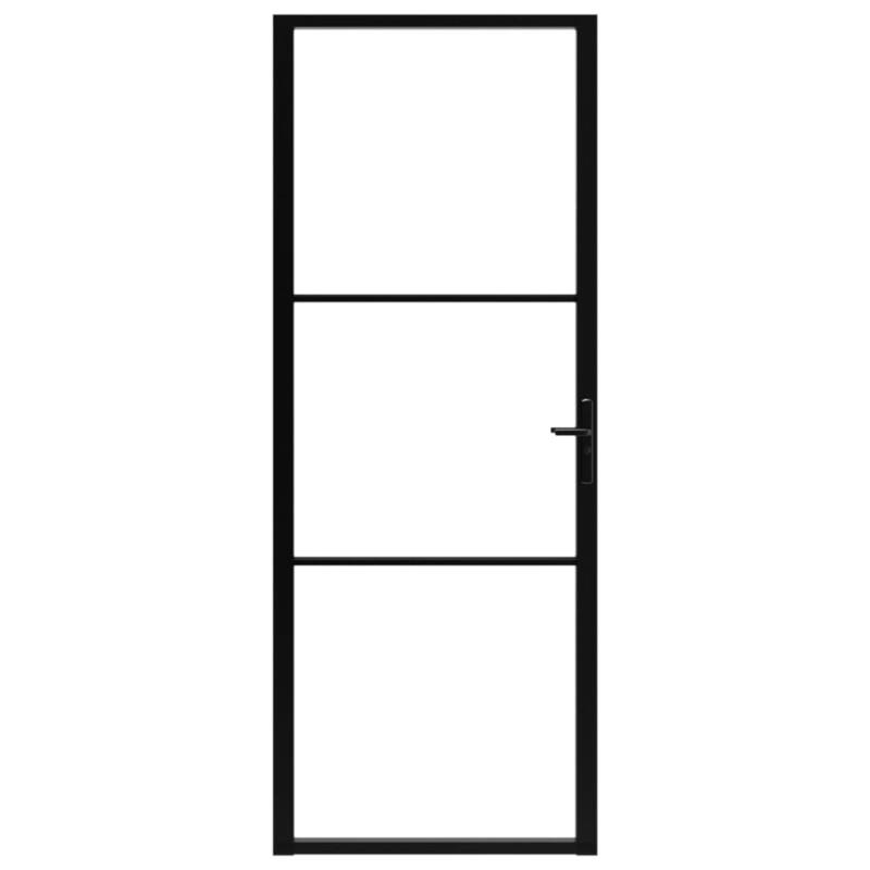 vidaXL Glass Door Interior Door with Alloy Handle ESG Glass and Aluminum Black