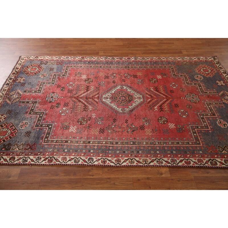 Vegetable Dye Qashqai Persian Antique Rug Tribal Wool Carpet - 4'9"x 7'5"